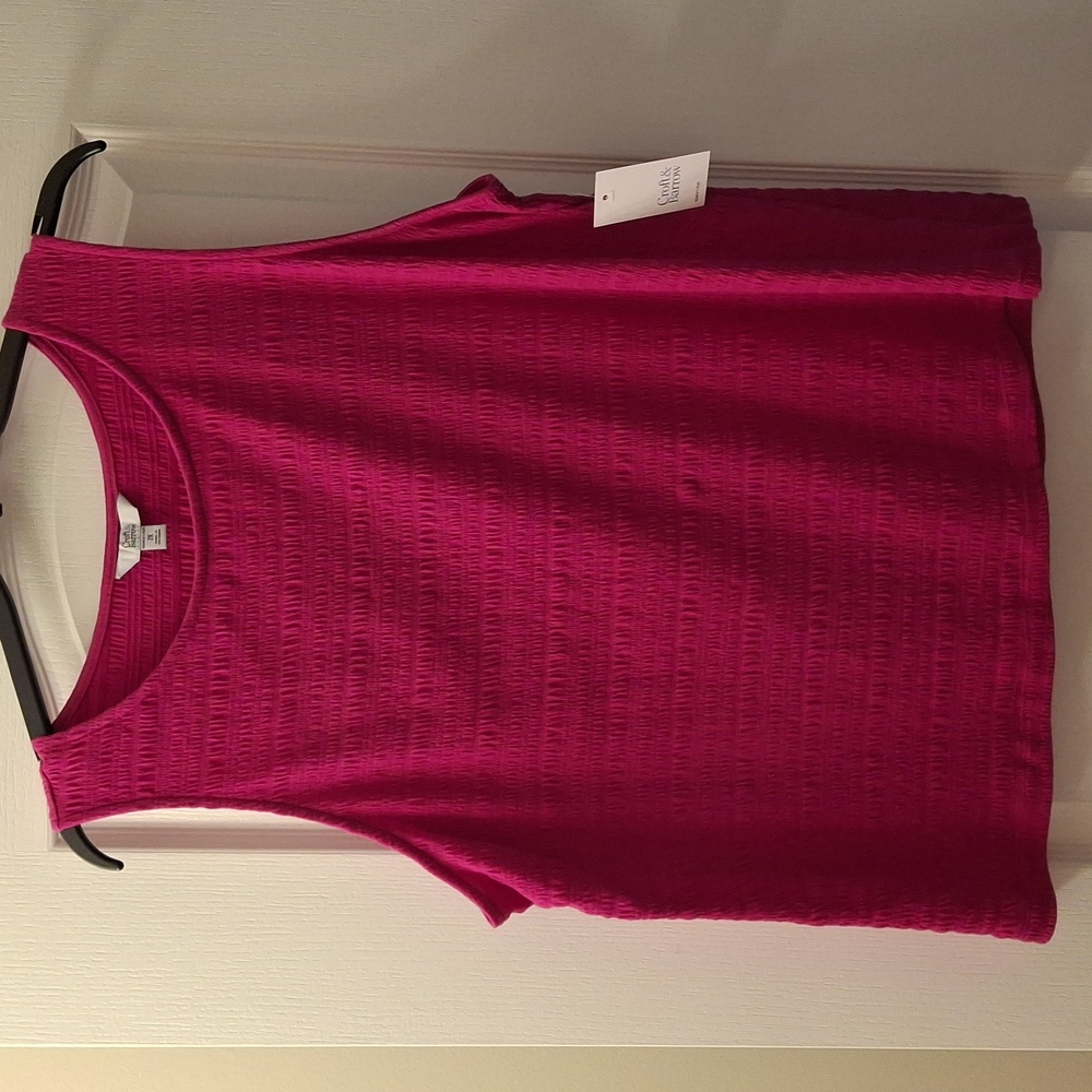 Croft & Barrow Womens Textured Tank Fuschia 2X NWT